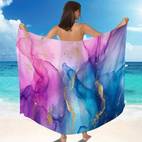 1pc bohemian chiffon beach sarong smock lightweight versatile swim cover up for women elegant translucent beach towel skirt with purple marble for and swimming