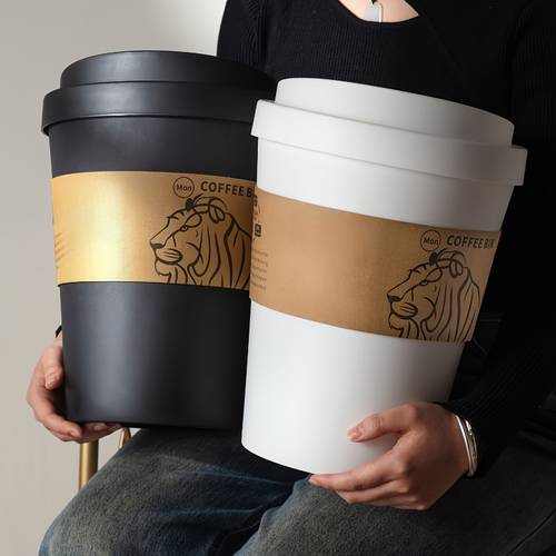 elegant odor sealing trash can modern lion themed coffee trash bin with lid for home office bathroom and bedroom compact odor sealed desktop garbage container for multiple uses