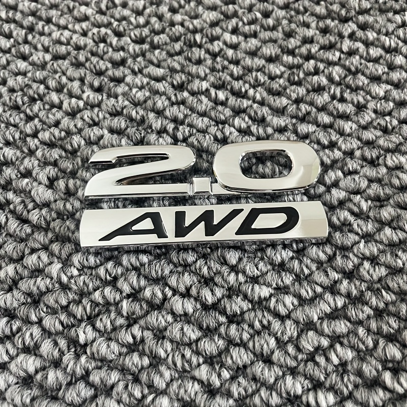 TEMU 2pcs Metal Car Emblems Compatible For Vehicle Models - 2.0 & Trunk/hood/ Door Decoration, Awd Drive Emblem, Metal Auto Badge