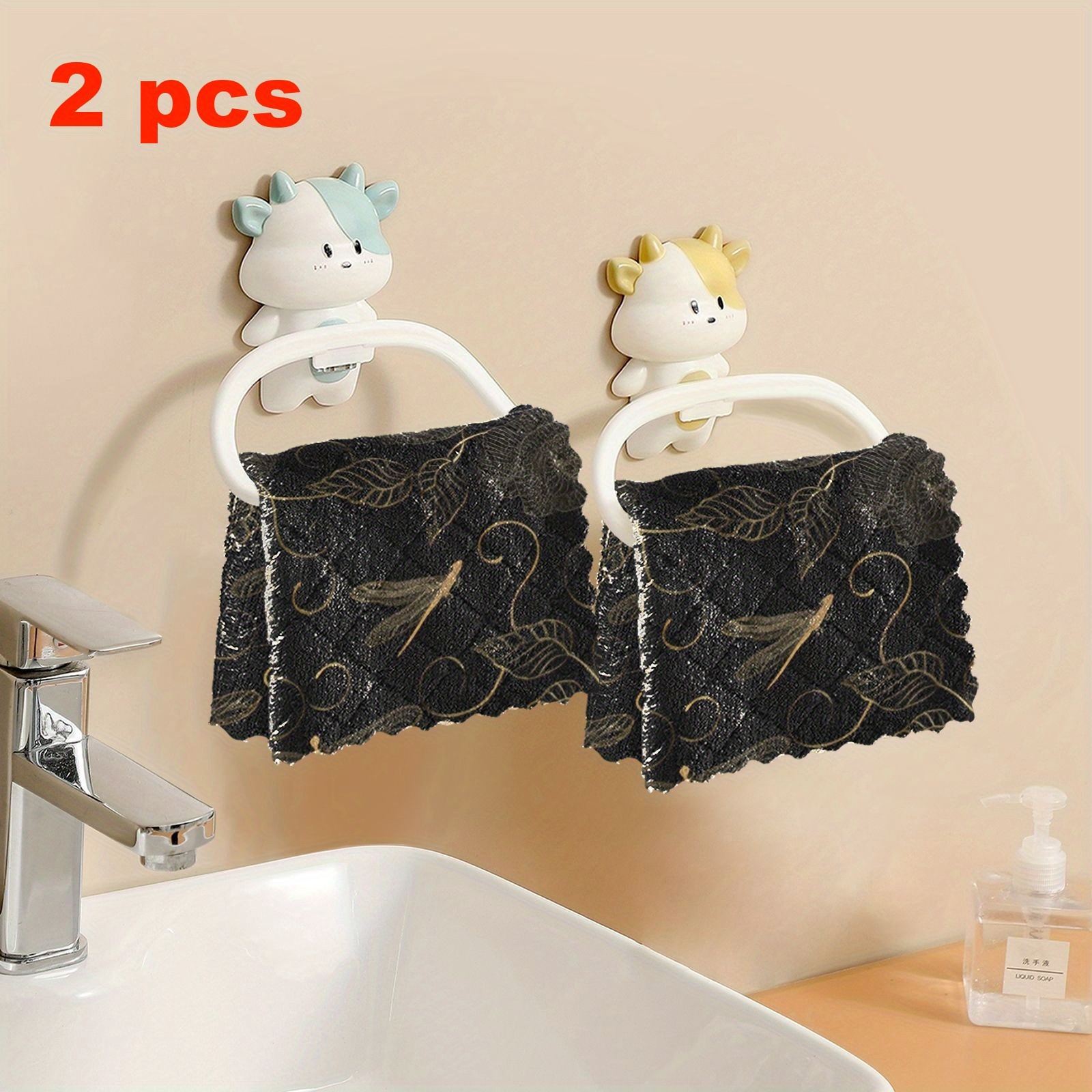 TEMU 2/5/8-pack Kitchen Dish Towels, Reusable Cleaning Cloths With Dragonfly Insect Floral Cartoon Patterns, Microfiber Scouring Pads, Highly
