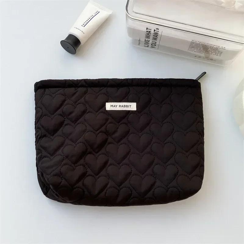 Image of Solid Color Black Travel Toiletries Makeup Storage Bag Organizer Makeup Bag Luggage Makeup Bag Handbag Portable Makeup Bag