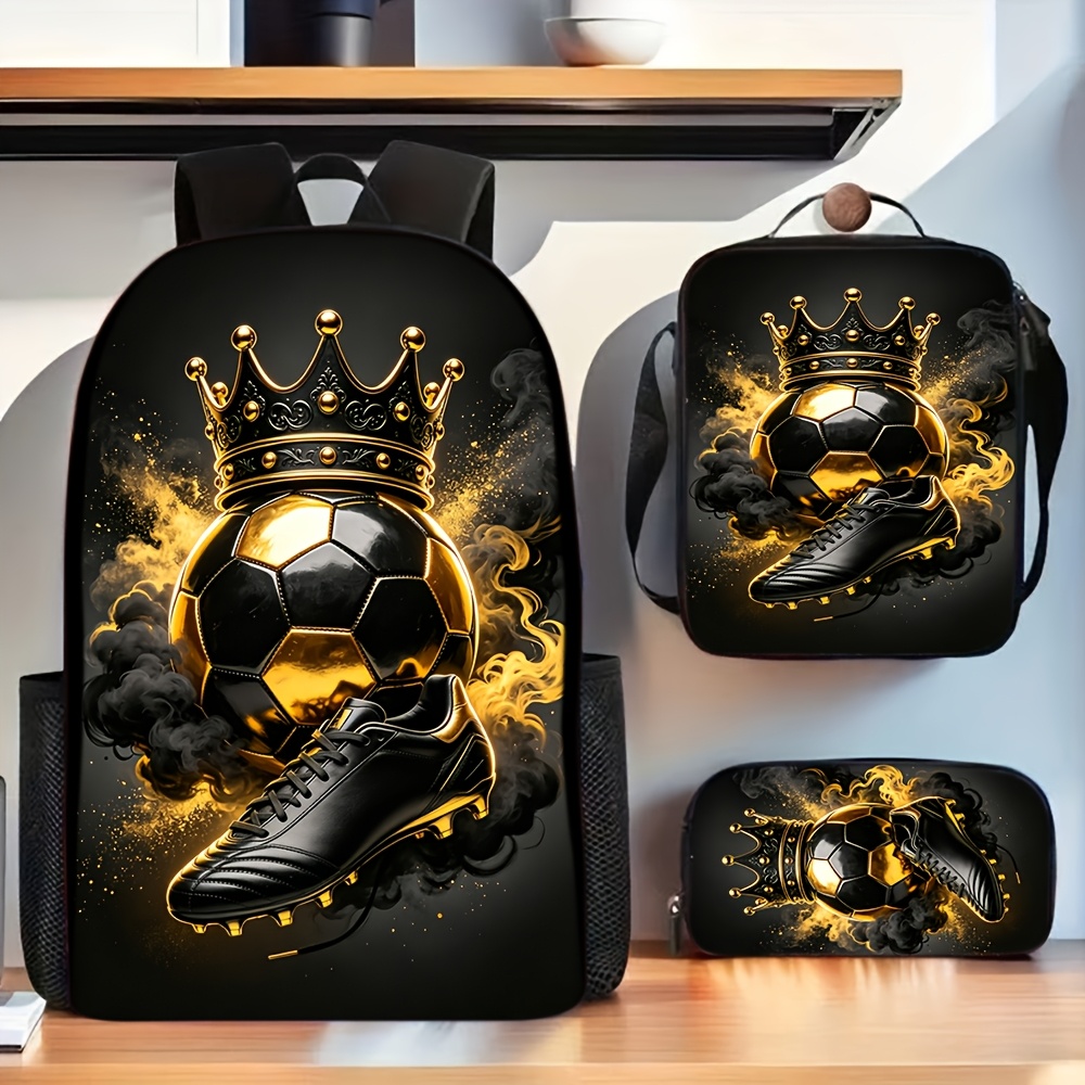 Image of Trendy Stylish Soccer Ball And Football Cleat Daily Backpack 3pcs Set