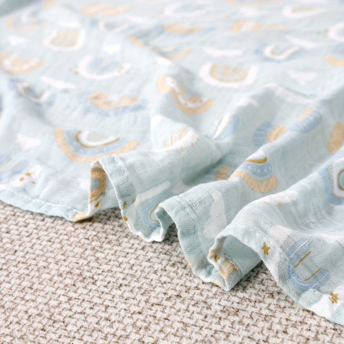 3PCS Sun Rainbow Pattern Soft Receiving Blanket Muslin Baby Blankets