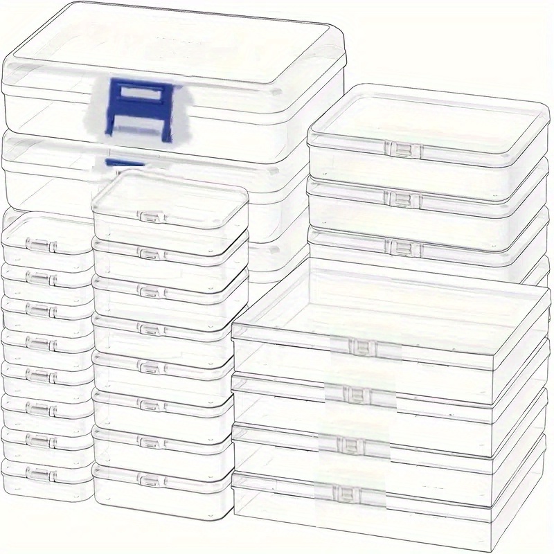 

28pcs Set Clear Plastic Storage Boxes With Hinged , 5 Sizes - Rectangular Mini Containers For Small Items, Diy Crafts, And Jewelry Projects, Storage Boxes