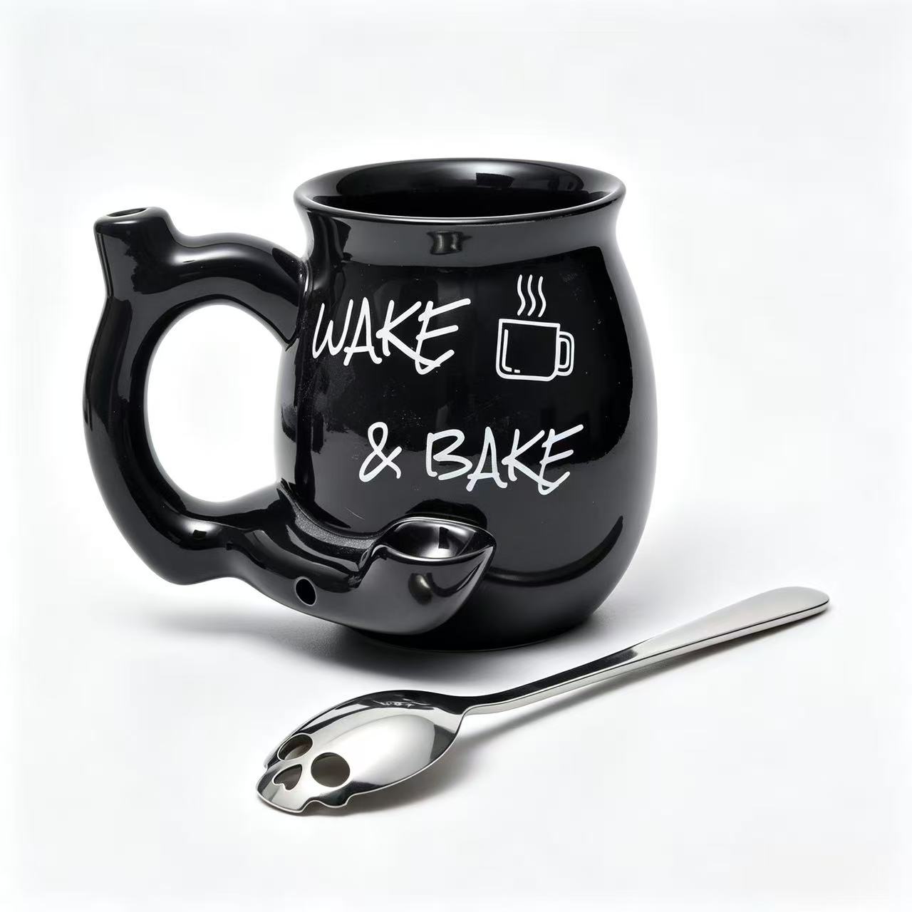 TEMU 1pc Black Ceramic Coffee Mug, Ergonomic , Halloween Gift For Men, Birthday Present For Dad , Home Table Decor, Daily Drinking Cup