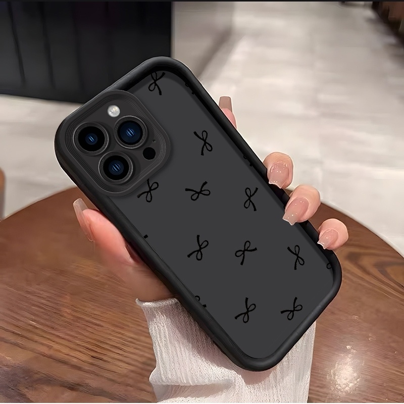 Trn za telefon: za Apple iPhone 17 Pro 15 14 13 12 11 XS Max, tanek celoten zaščitni trn za telefon z očarljivim poudarkom pentlje, ročno risana