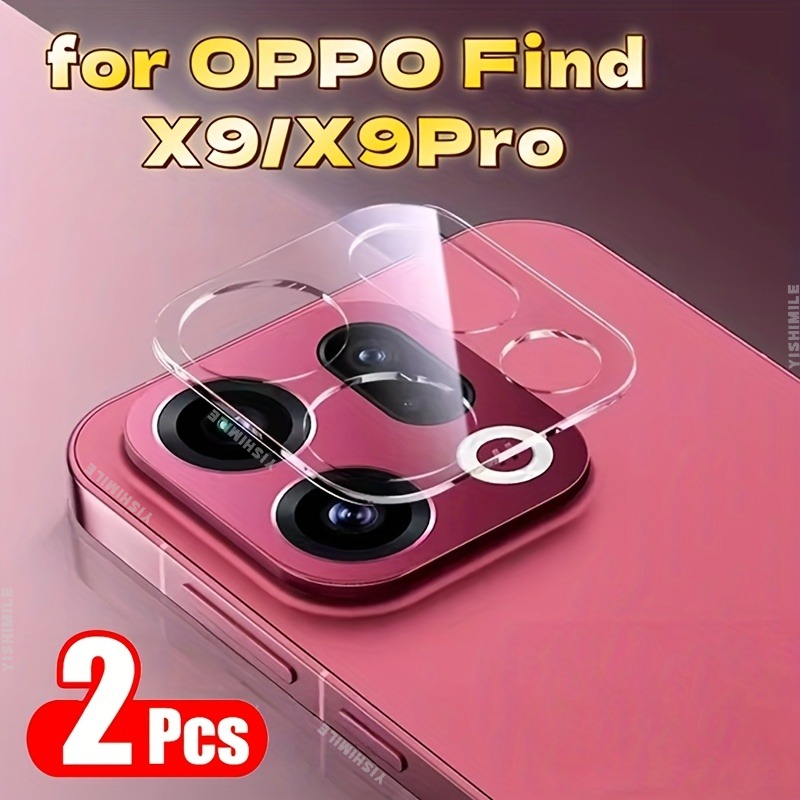 TEMU 2-pack Curved Edge Full Transparent Tempered Glass Lens Protectors For Oppo Find X9/x9pro, Lens Screen Protector