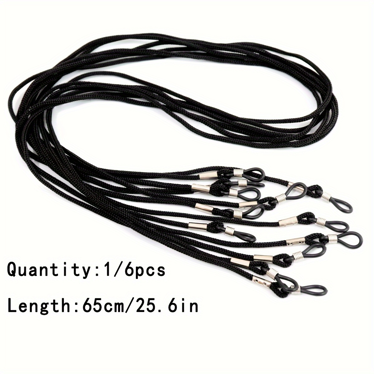 1/6pcs Black Anti-slip Glasses Strap- Durable Polyester Fiber Reading Glasses Strap, Anti-loss Design, Gift