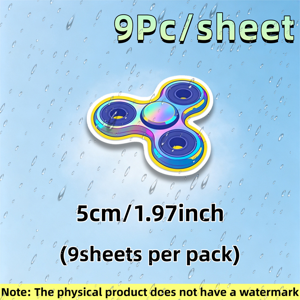 TEMU 9pcs/sheet Fidget Spinner Stickers - Very Suitable For Decorating Laptops, Cups, Suitcases, Helmets, Cars, Etc
