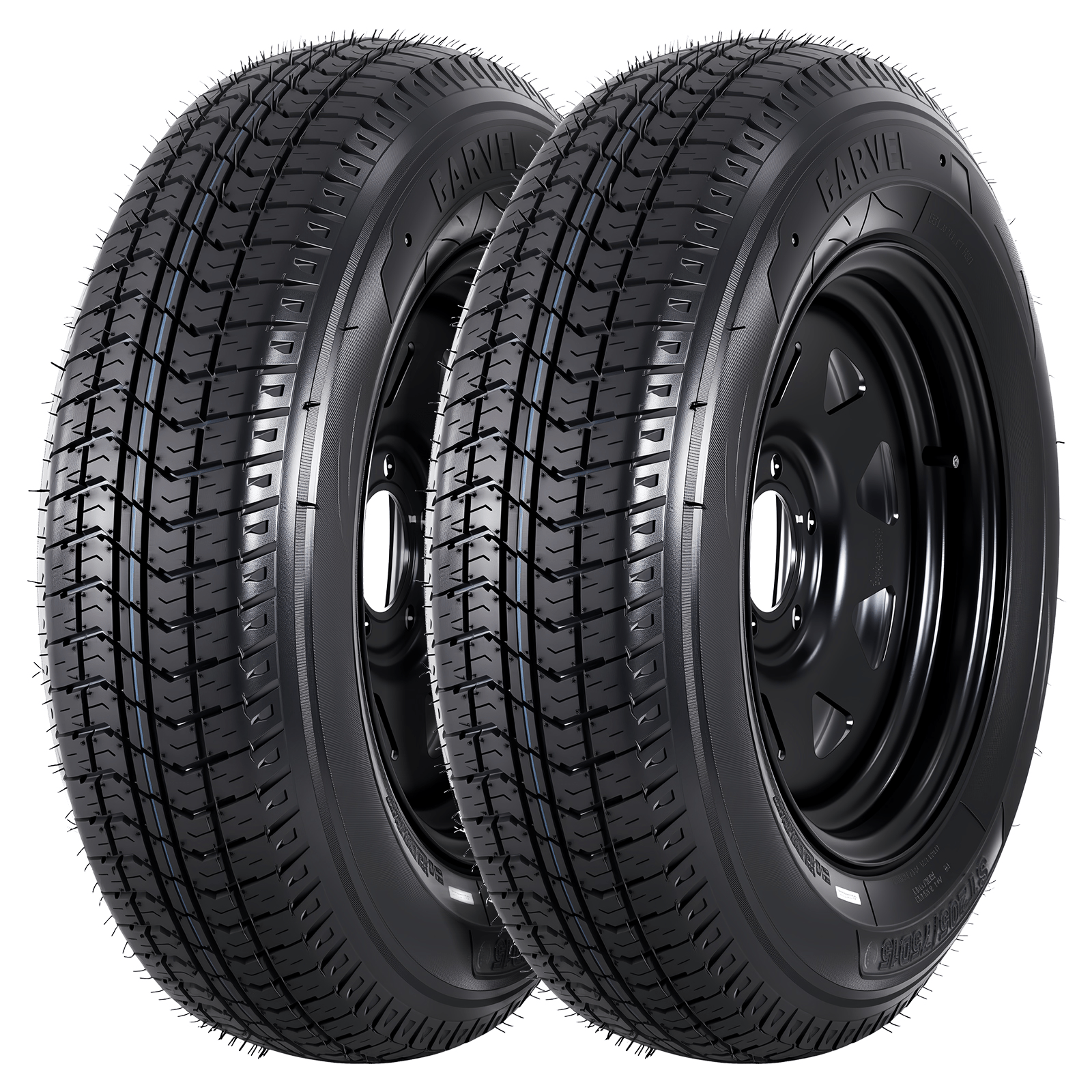 TEMU 2-pack St205/ 75d15 Tires On Rims - Load Range C 6-ply - 15" Wheels - 5 Lug 4. 5" Pattern For , Utility & Boat S Off-road Use