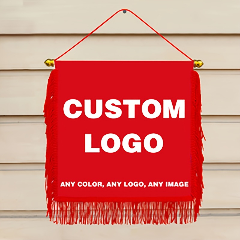 TEMU Bannière carrée personnalisée au design plat 2D avec pompons, drapeau d' de pompons, pour club de football, équipe de basketball, jardin,