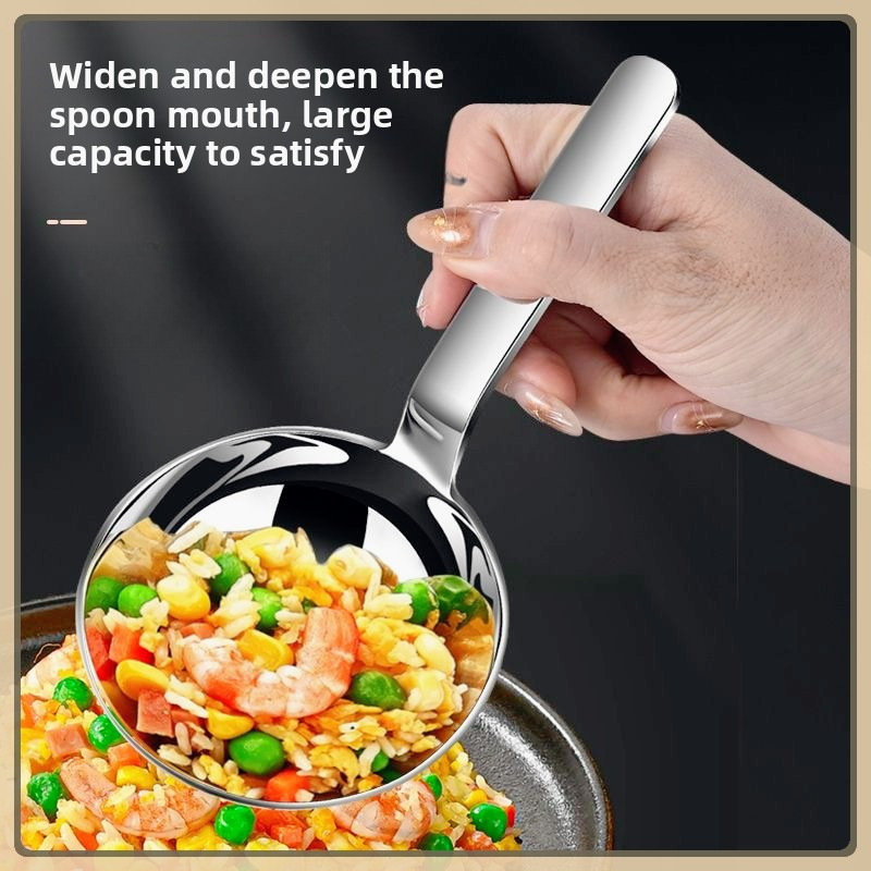 TEMU Spoons, Bowl And Chopsticks Spoon, Stainless Steel Ladle, Multifunctional Soup Spoon, Large Mouth Soup Eating Spoon, Kitchen Utensils, Rice