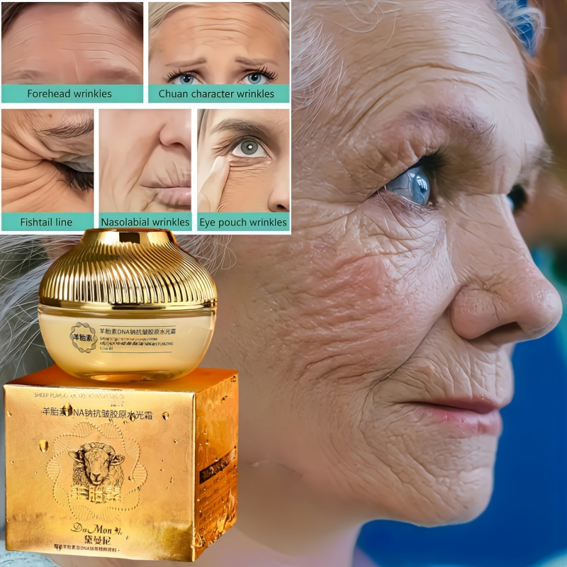 Cremă de frumusețe coreeană luxoasă, cu extract de placenta, colagen, ADN, niacinamidă și Centella Asiatica | Unisex, hidratantă, potrivită pentru toate tipurile de piele, ambalată elegant în auriu, 50G/1.76Oz
