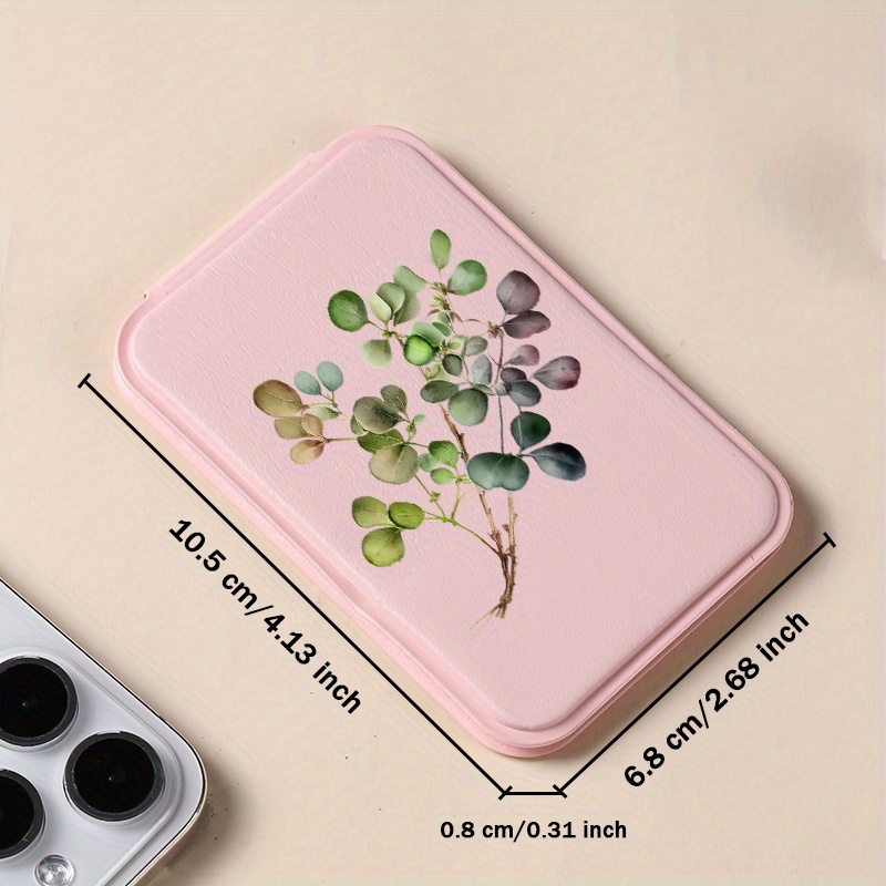 Foldable Portable Compact Makeup Mirror with Eucalyptus Design