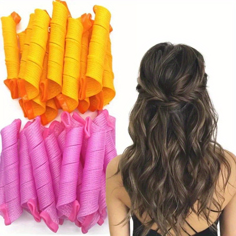 Hitzelose Lockenwickler-Stirnband Für Langes Haar – Weiches Velours, über Nacht Locken, Kein Föhn Nötig (Rosa)