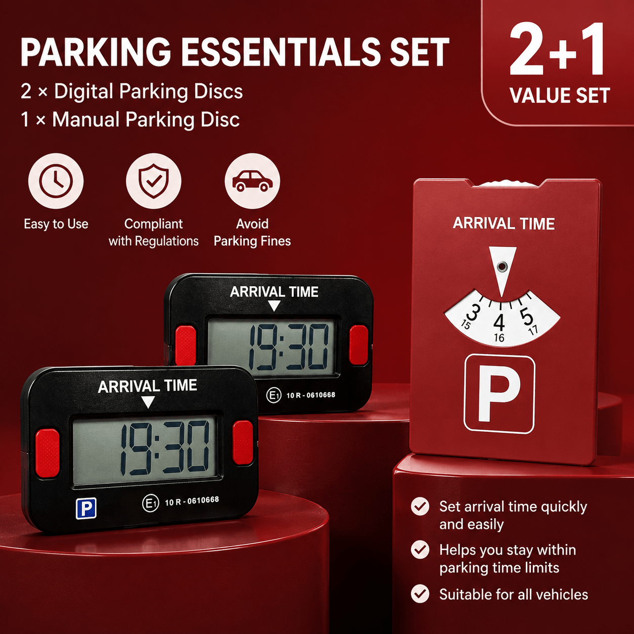 Square Mini Card | Auto-sensing Electronic Parking Timer | High-definition Digital Display Parking Number Plate