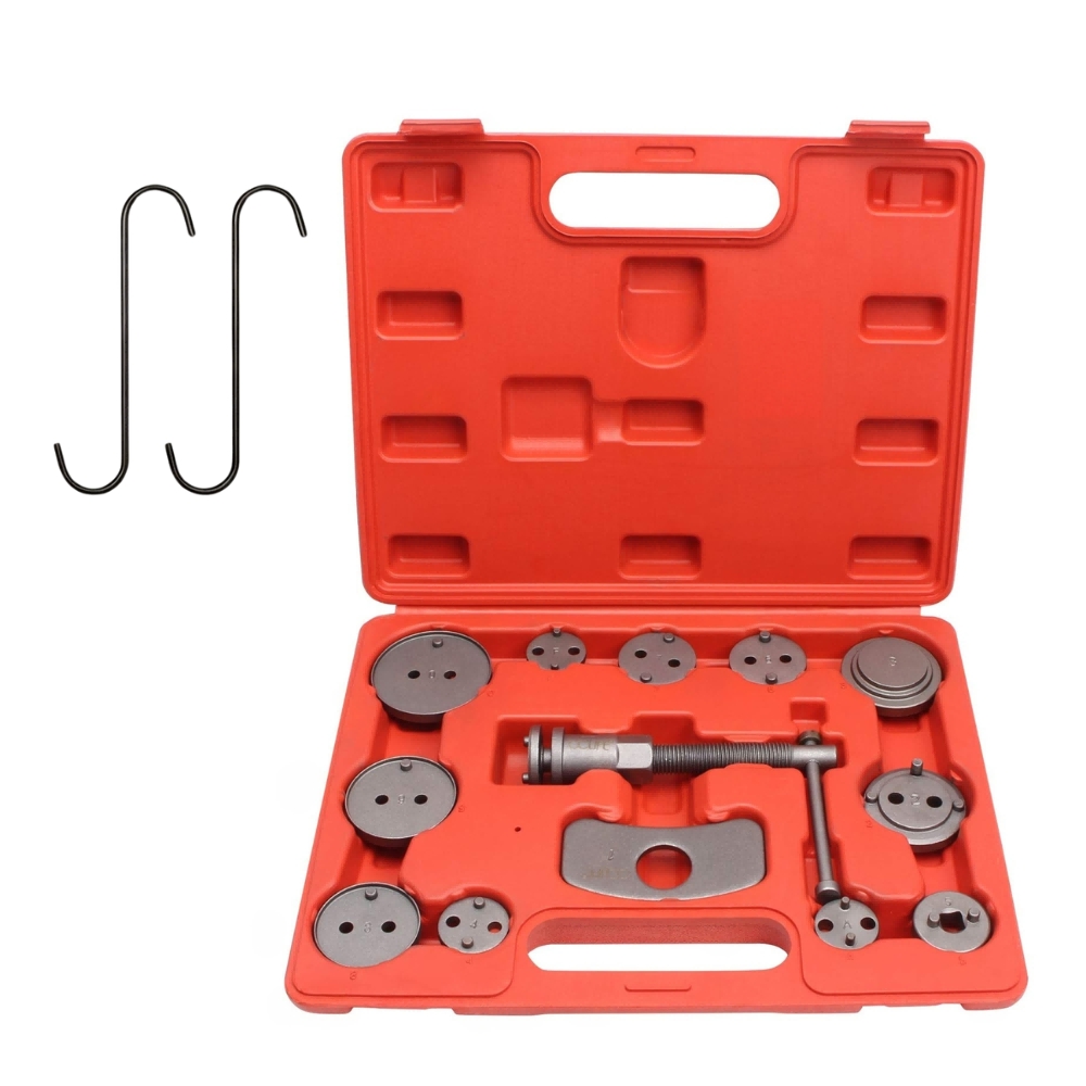 15pcs Brake Caliper Compression Tool Set, Heavy Piston Compressor Tool And Wind Back Tool Kit For Brake Pad Replacement, Universal Disc Brake Caliper Tool Set With Blue Case( With A Pair Of Gloves)