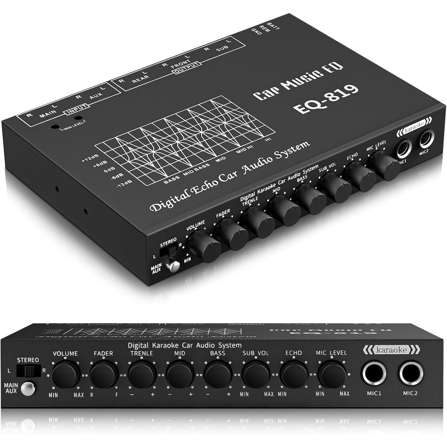 TEMU Eq-819 Car Audio Equalizer With Karaoke Function | Digital Equalizer For Car | Mic Input, Aux Input, Eq Tuning & Echo Features | Enhance Your !