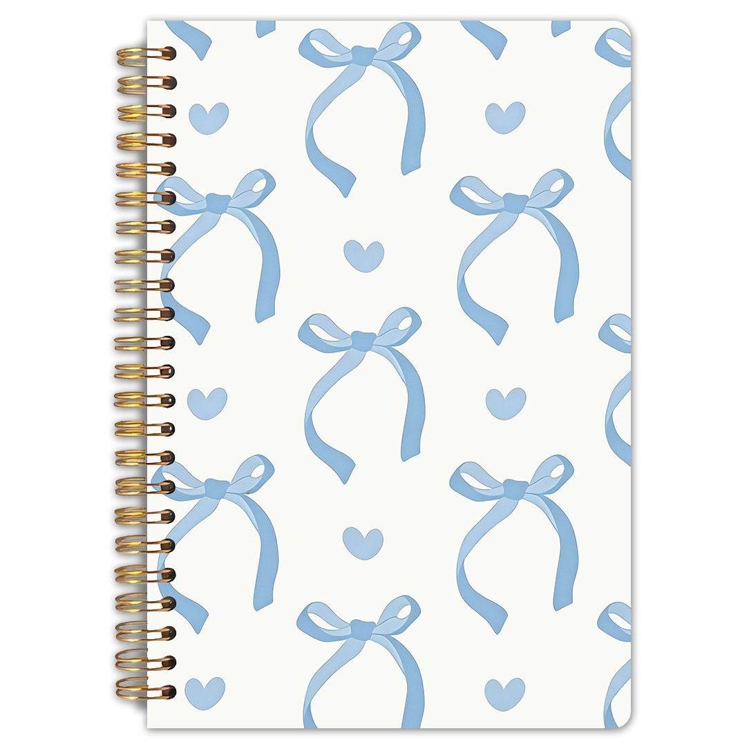 TEMU Carnet à spirale 1 pièce, motif coquette avec nœuds et cœurs , 5,5x8,3 pouces, pages intérieures de haute qualité, journal esthétique, cadeau