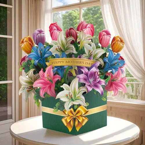 1pc 3d up tulip card with vibrant colors anniversaries birthdays mothers day valentines weddings note card envelope unique gift for her wife couple or