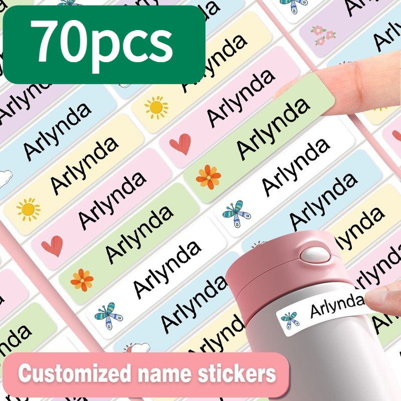 Personalized Name Labels, No Fade Self-adhesive Stickers, Design Tags For School Supplies, Lunch Boxes & Everyday Items Cartoon Patterns (flower / Sun / )