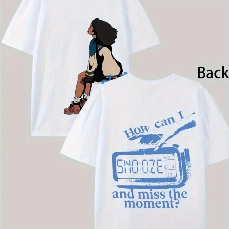 Women'S Soft Graphic T-Shirt - "How Can I Miss This Moment?" Design, Casual Short Sleeve Round Neck Tee, Black with Blue Print, Pure, Machine Washable, Summer Essential, Summer Clothing | Round Neck Top | Quality Fabric, Ladies T Shirts