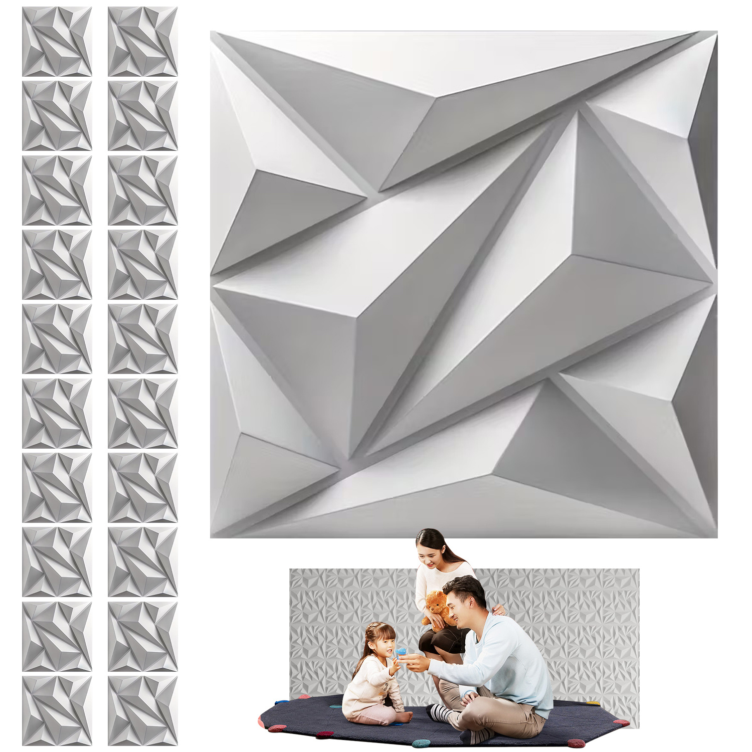 TEMU Set Of 20 Self-adhesive 3d Foam Wall Panels With Diamond Design - Thick Suitable For Accent Walls, Wallpaper Suitable For Bathroom, Kitchen,
