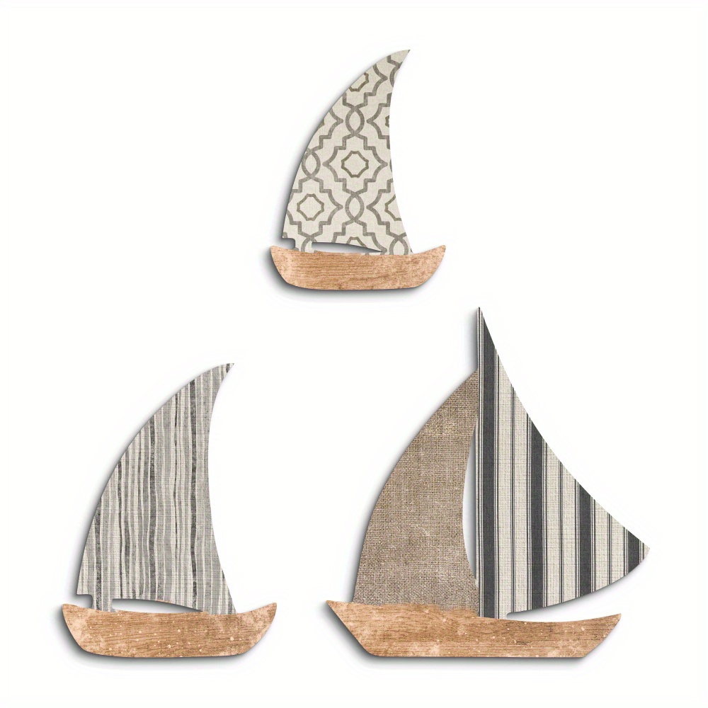 Image of Putuo Decor 3pcs Sailboat Element Wall Stickers Pvc Sign Decor, Wall Art Decoration For Home Room Shop Bar Pub Beach House, Gift