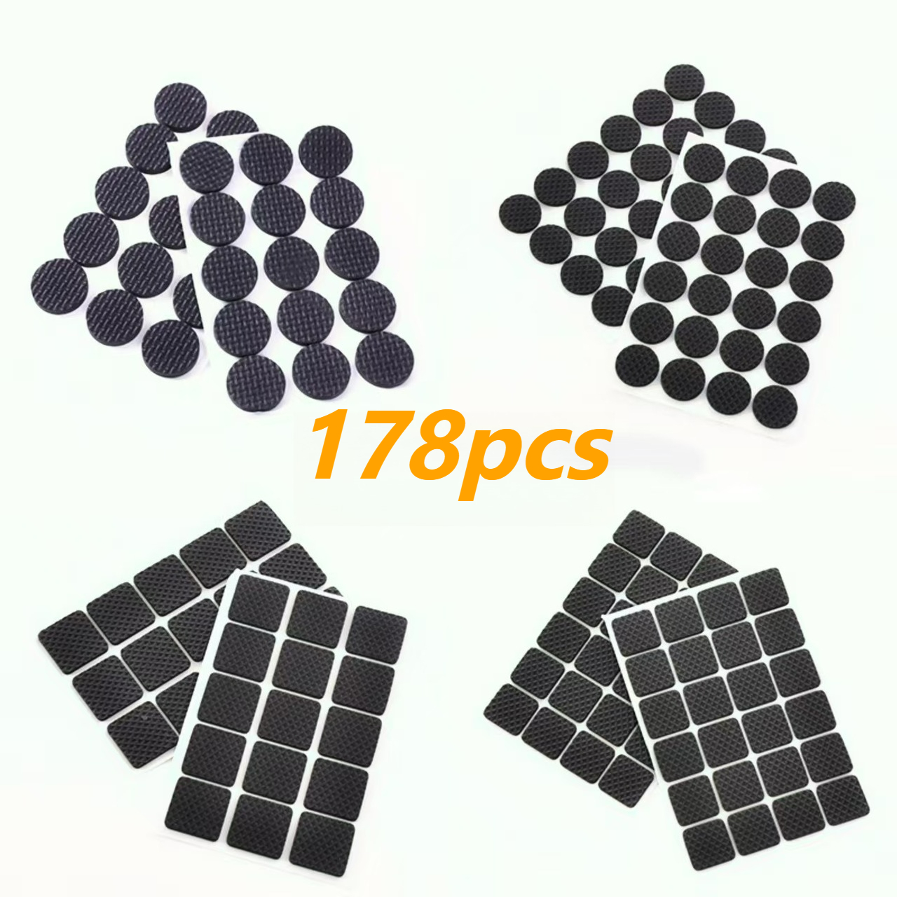 TEMU 178 piezas de almohadillas de vinilo de resistencia para muebles, 4 tamaños de protectores de suelo antideslizantes adecuados para pisos de