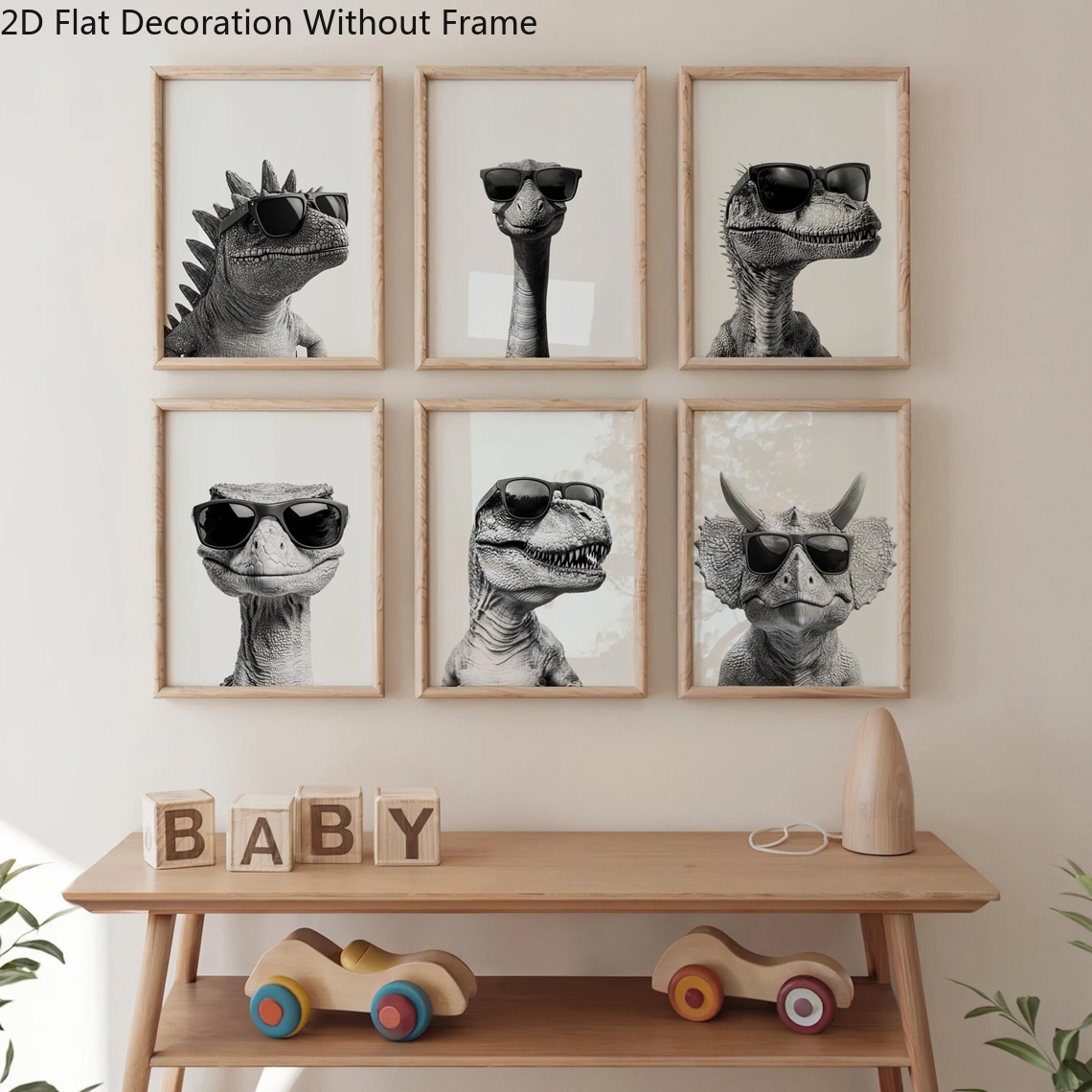 TEMU 2d Flat, 2d Flat, 6pcs 2d Flat Frameless Dinosaur Art Posters | 8x10 Inch Black And White Vintage Style, High Contrast Prints Featuring