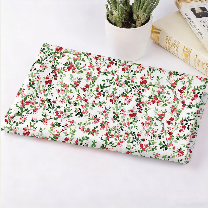 TEMU Tela de Artesanía y Duradera - y Transpirable con Estampado de Jardín Acuarela , 97% Poliéster/3% Spandex, Ideal para Confección de Prendas,