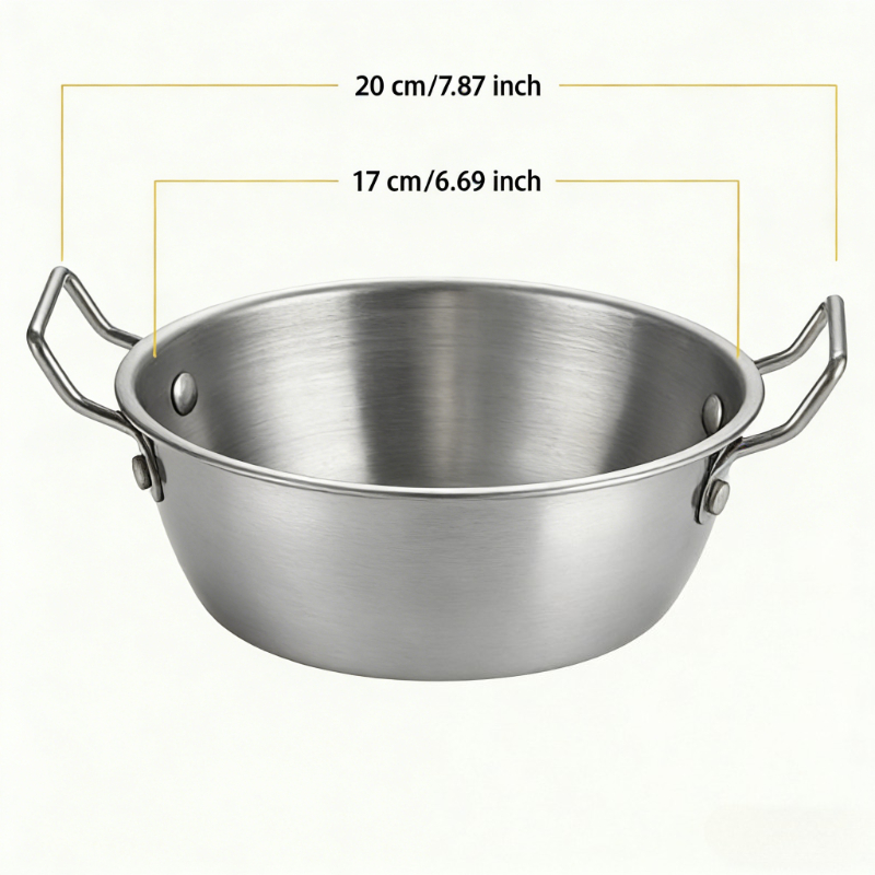 TEMU 1pc Premium Stainless Steel Noodle Bowl - /korean Bowls With Handles | Soup And Salad Bowls For Pho, Grains And Meal Prep | Oven/dishwasher Safe