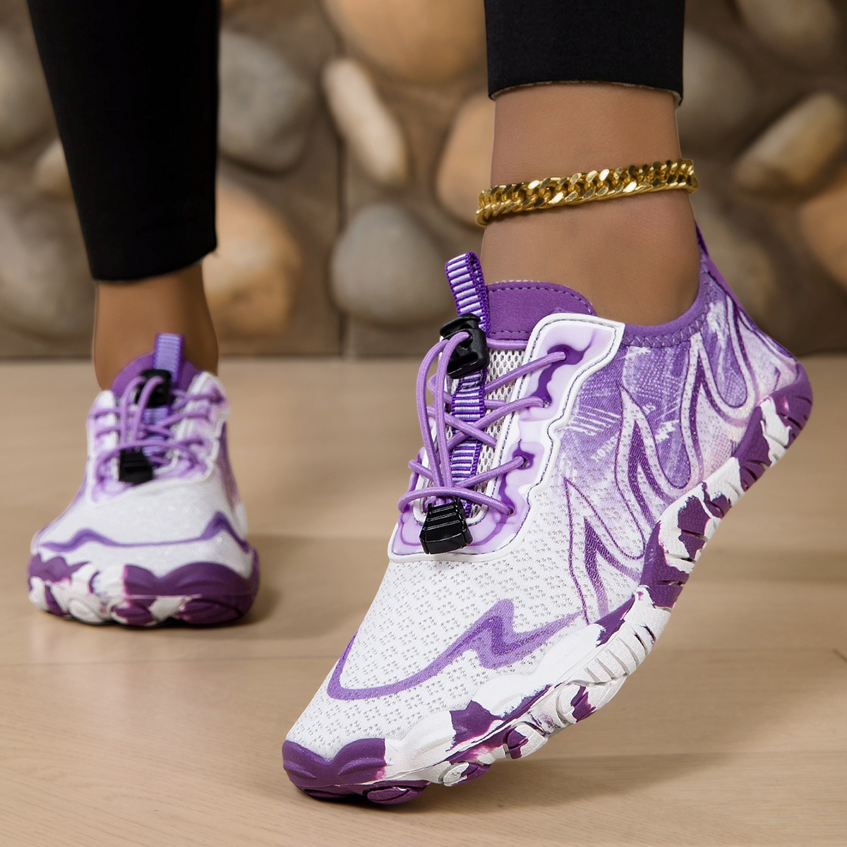 item picture sneakers womens super flexible anti slip wading shoes for women and men quick drying breathable fabric upper lightweight barefoot shoes for   hiking and beach activities purple and   flame  