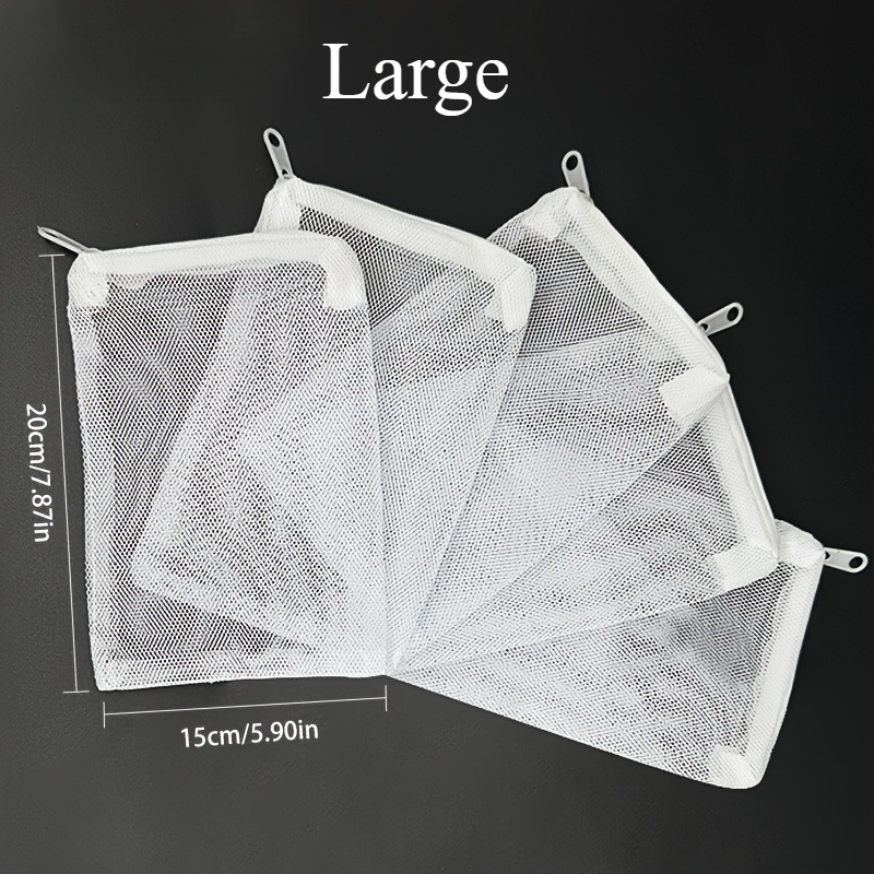 TEMU 3pcs Zippered Aquarium Filter Media Bags - Durable Nylon Pa, Reusable Fish Tank Filter Accessories, Fits Various Sizes