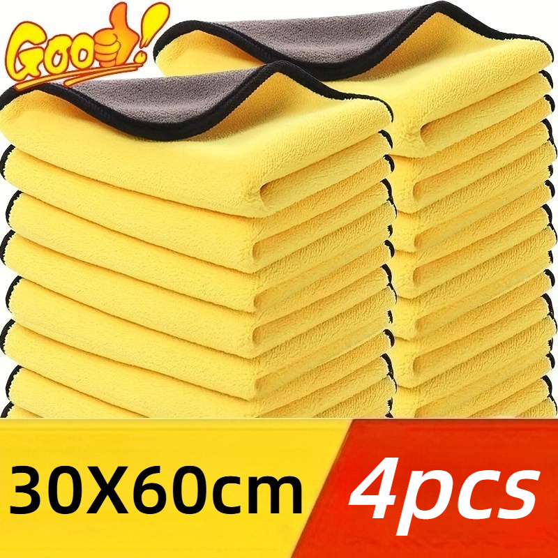 E-shop 4 Stk. verdickte, verbesserte XXL-Autowaschtücher, extra groß 30×60 cm, super saugfähig, doppelseitige Reinigungstücher, geeignet für