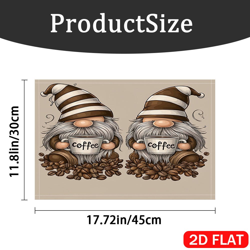 Coffee Gnome Table Mats Heat Resistant Polyester Placemats Set_voghion.com
