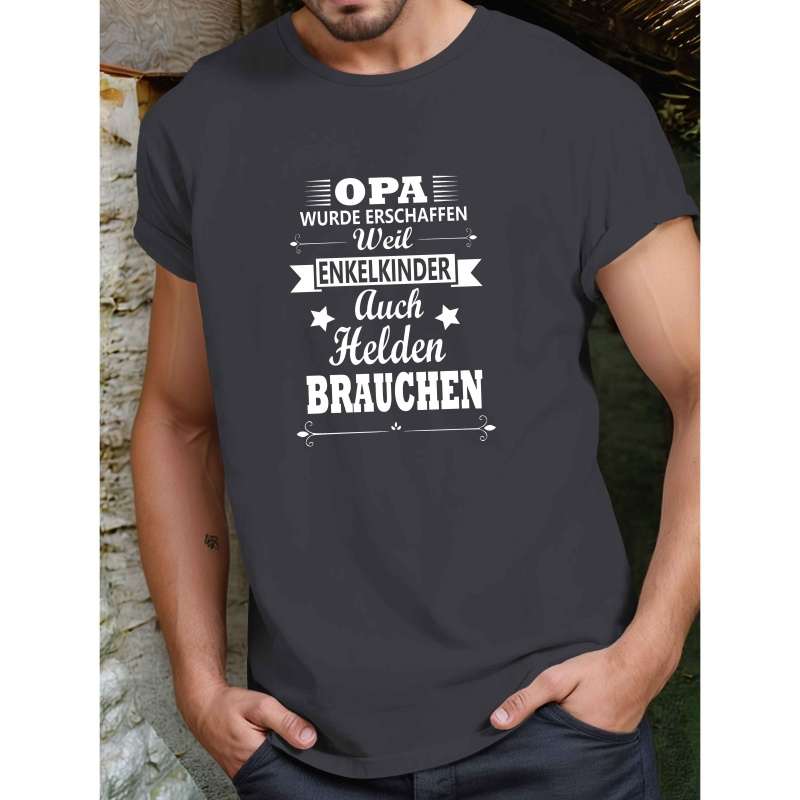 

Men's Casual Summer T-shirt - "opa" Funny French Quote, Short Sleeve, Crew Neck, 100% Polyester, Machine Washable, White With Geometric Pattern