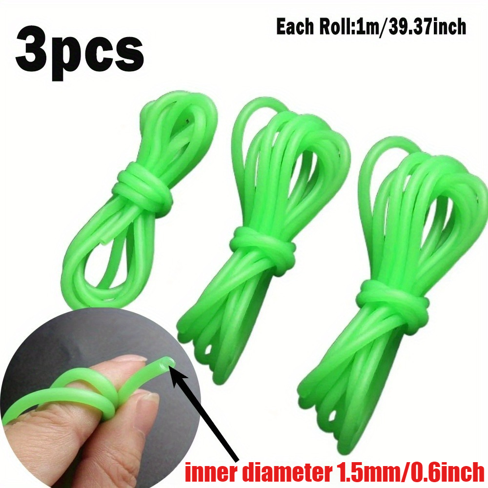 TEMU Juego de 3 fundas de silicona verde para de pesca de 0.8/1.5/1.8 mm, tubo antienredos para anzuelo y , tubo para pesca de profundas