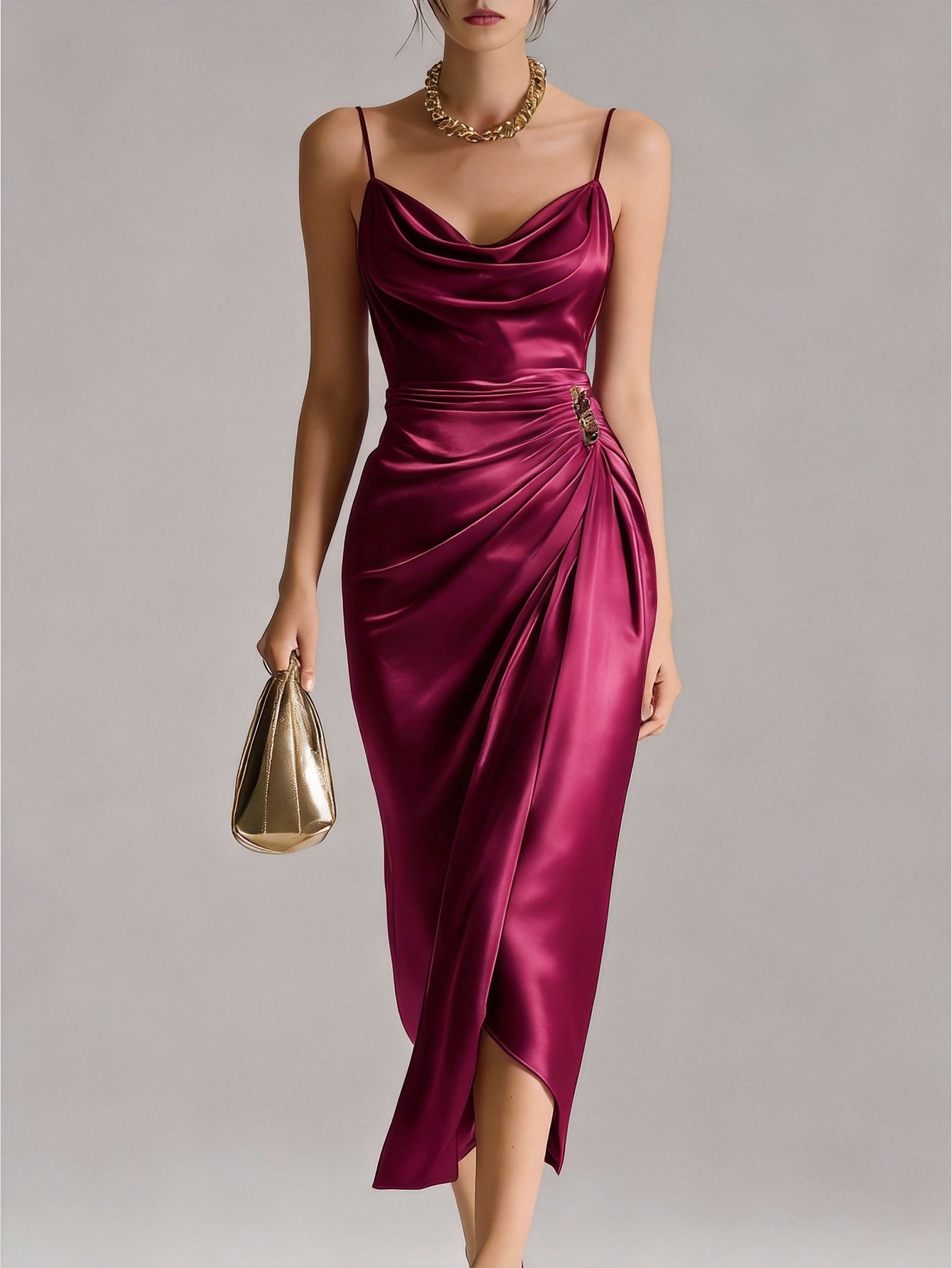 dress burgundy sold on Temu United States