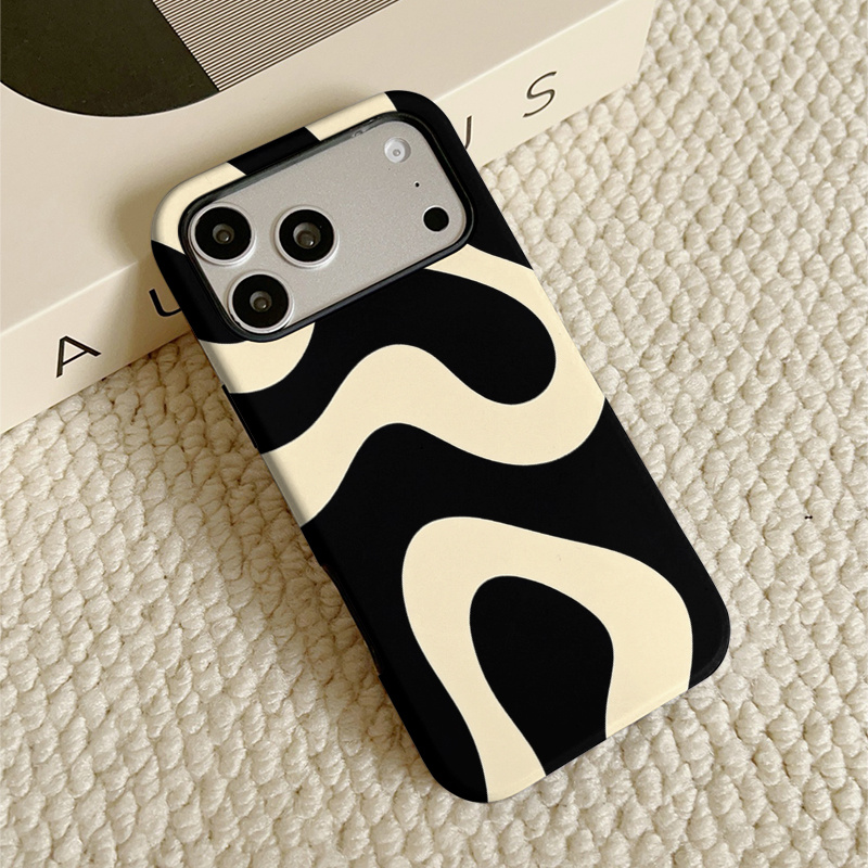 TEMU Phone Case: 1 Anti-drop Minimalist Premium Abstract Wave Pattern Phone Case; -one Hard Film Tpu Material Phone Case, Suitable For Iphone 11/11