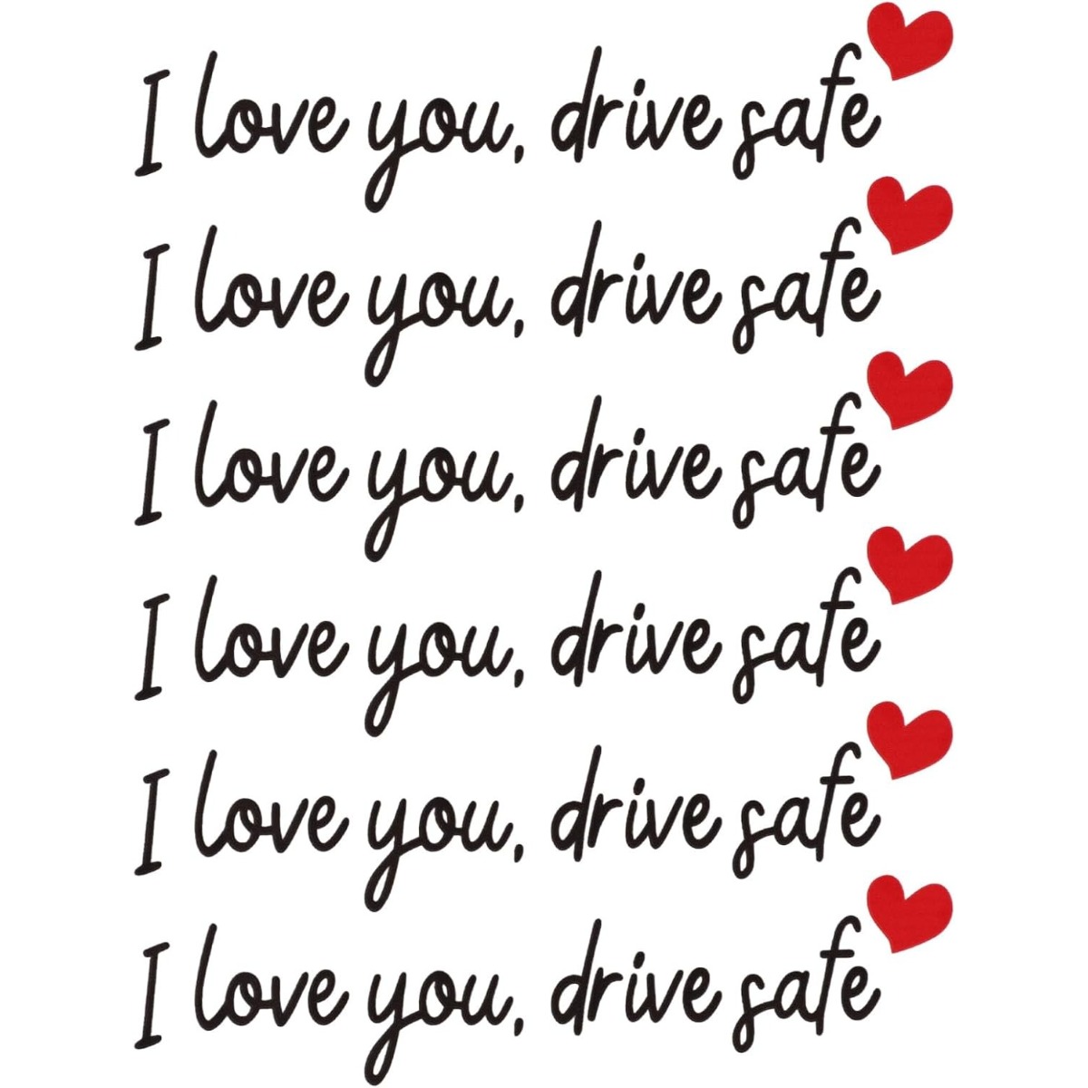 TEMU 2d Flat, 6pcs 2d Flat Sticker Set "i Love You, " Rearview Mirror Stickers, Fun Driving Safety Decals, Vinyl Window Decorative Decal Accessories,