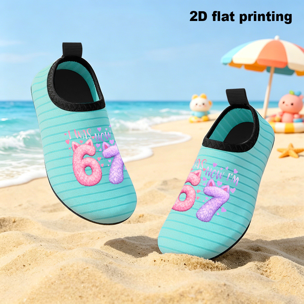 TEMU 1 Pair, 67 Pattern, 2d Cartoon Printing, Water Shoes, Kids Wading Shoes, Kids Aqua Shoes, Ideal Gift For Birthday, Children's Day And Other