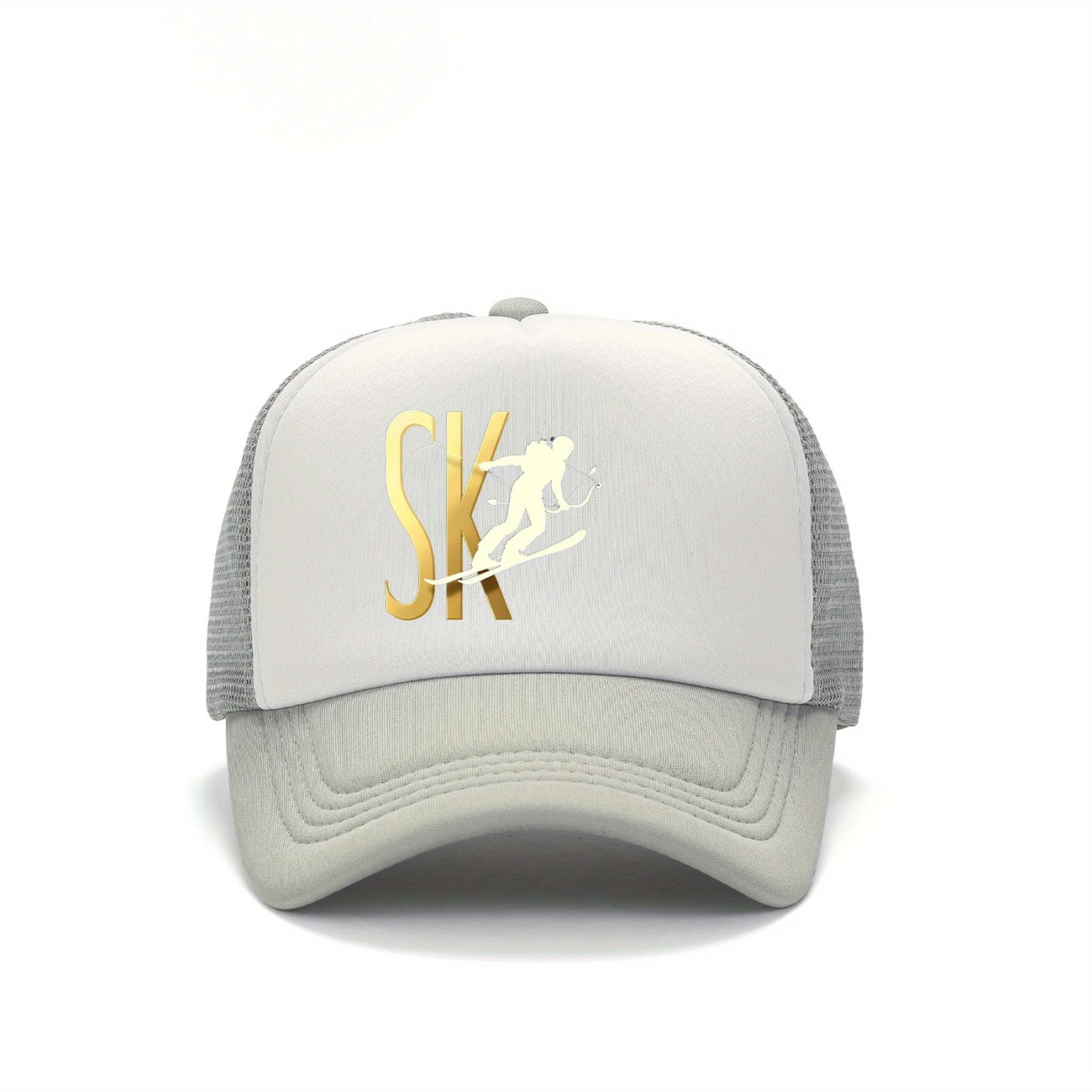 snapback baseball cap with sk print design polyester wear ideal gift for family sports cap casual headgear durable details 2