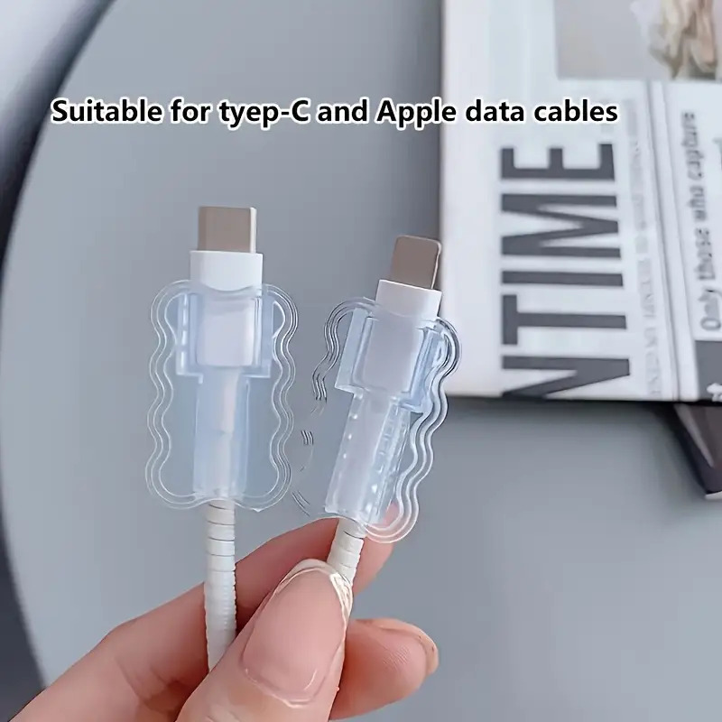 proteggi cavi di ricarica confezione  /4/10 - guaine trasparenti per cavi adatte per porte  , usb-c/lightning, -groviglio e antigraffio,   di caduta - proteggi cavi in plastica resistente per telefoni, tablet, laptop - regalo   per appassionati di tecnologia, guaine   Dettagli dell'articolo 0