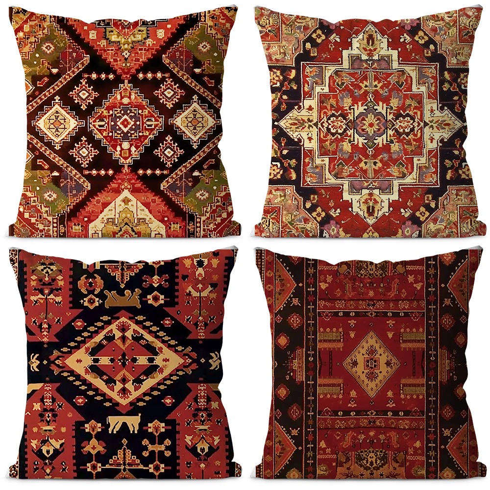 TEMU Jit4pcs - Tropical Style Skunk And Floral Pattern Pillow Cover Soft Textured Polyester Zippered Machine Washable Modern Printed Cushion Cover