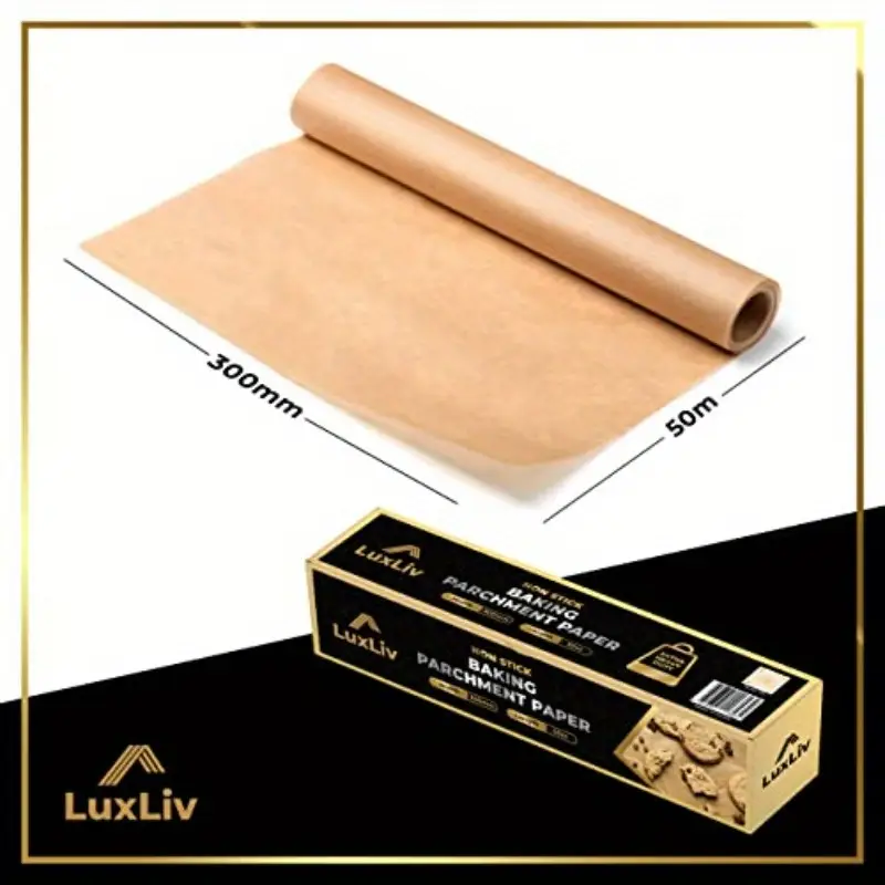 164ft 50m non stick baking parchment paper roll extra thick greaseproof wax paper for sourdough bread pastries and more brown non to tear baking and cooking nonstick parchment greaseproof paper baking supplies Product details 1