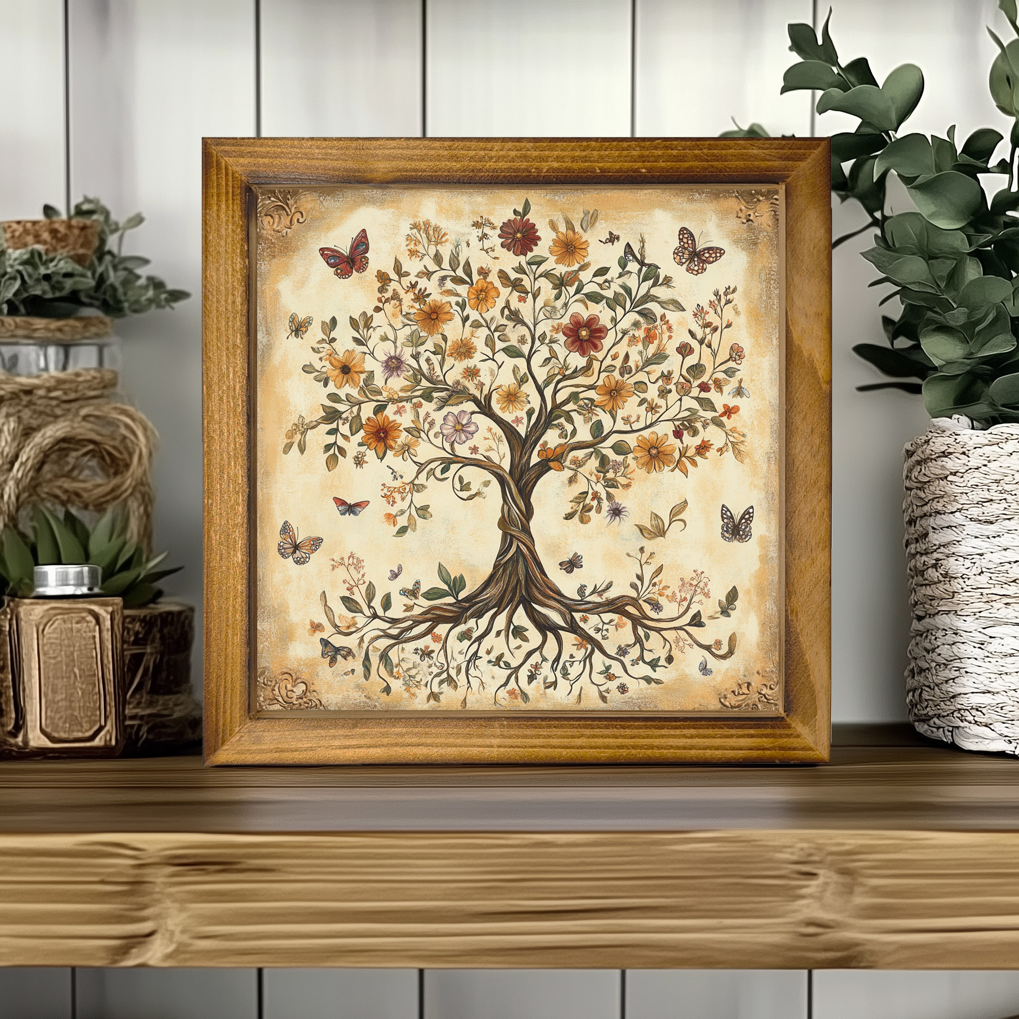 E-shop 20cmX20cm mit Holzrahmen Heimdekoration geeignet für Wohnzimmer, Küche, Esszimmer, Badezimmer und Waschküche. Perfektes Geschenk für Familie und