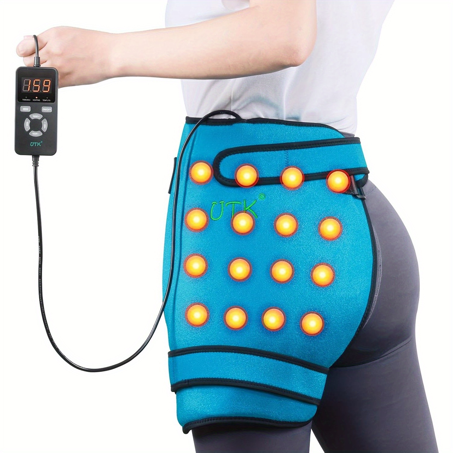 utk hip heating pad with 16 artificial stones and smart controller usb powered electric heating for lower back thighs buttocks and abdomen blue and   hand wash only back heating pad Product details 1