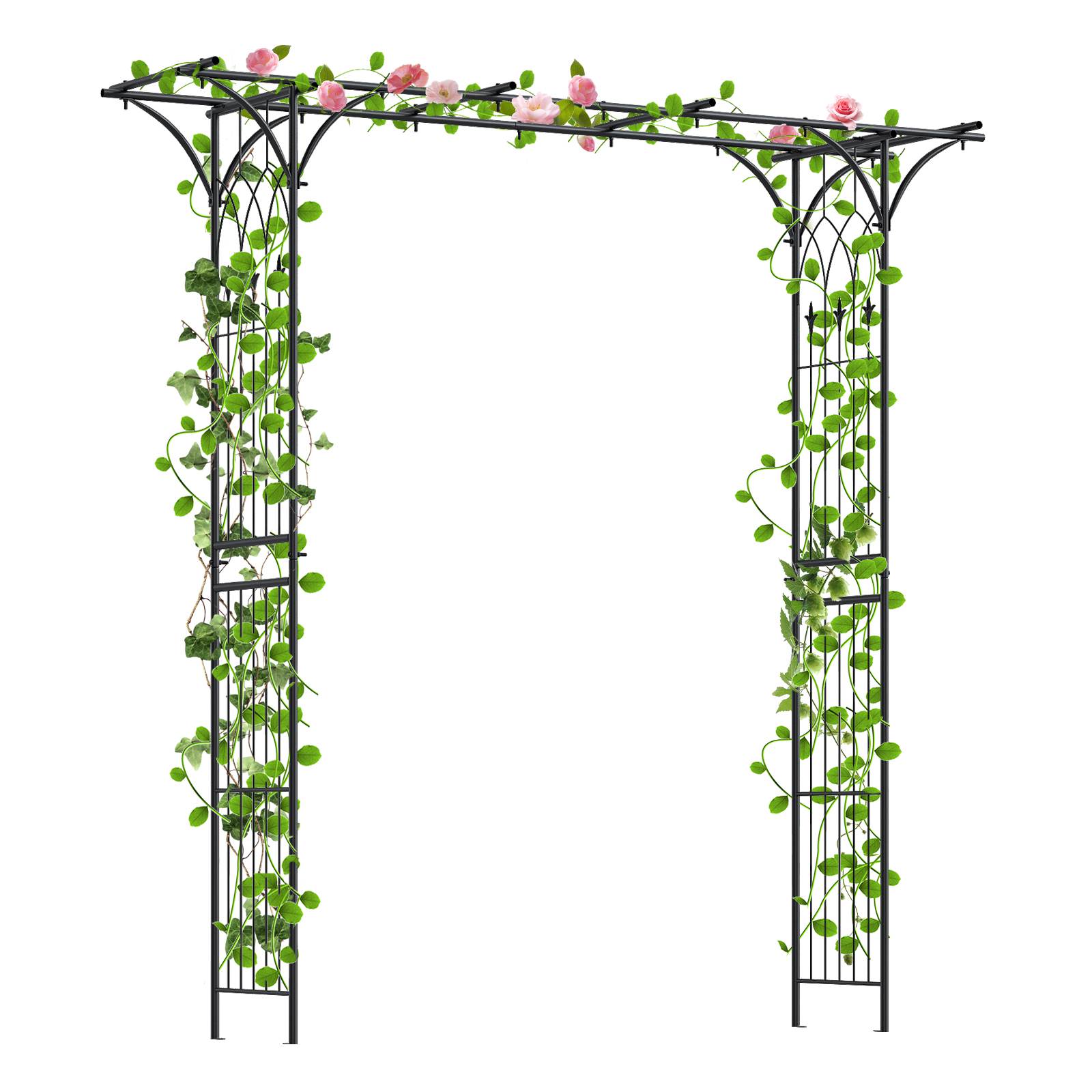 TEMU Lifezeal 207cm Metal Garden Arch With Flat Top For Climbing Plants And Trellises, Featuring An Extended Roof