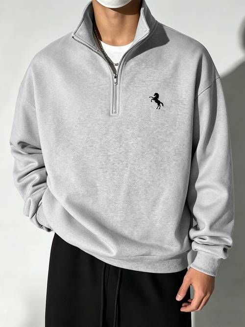 sudadera cremallera y capucha para hombre, estilo minimalista y elegante con estampado , sudadera casual de larga con cuello y forro polar (unisex)